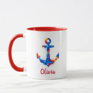 Levendige Aquarel Scheepsanker Spat Mok
