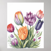 Levendige Aquarel Tulpenboeket  Poster (Voorkant)