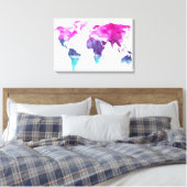 Levendige Aquarel Wereldkaart Canvas Kunst (Insitu (Slaapkamer))