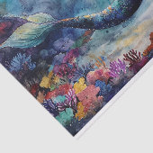 Levendige aquarel zeemeermin in een koraallagune tissuepapier (Detail)