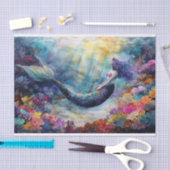 Levendige aquarel zeemeermin in een koraallagune tissuepapier (Craft)