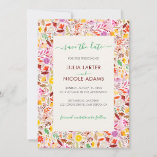 Levendige Aquarellen Zomer Tulp Bloemen Bruiloft Save The Date