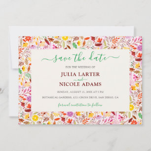 Levendige Aquarellen Zomer Tulp Bloemen Bruiloft Save The Date