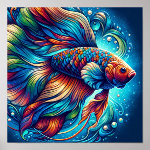 Levendige aquatische elegantie De sierlijke vis Poster