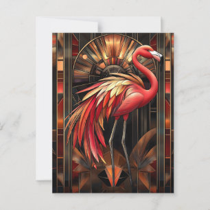 Levendige Art Deco Flamingo illustratie Briefkaart