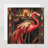 Levendige Art Deco Flamingo illustratie Feestdagenkaart (Voorkant / Achterkant)