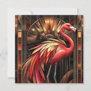 Levendige Art Deco Flamingo illustratie Feestdagenkaart