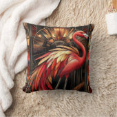 Levendige Art Deco Flamingo illustratie Kussen (Deken)