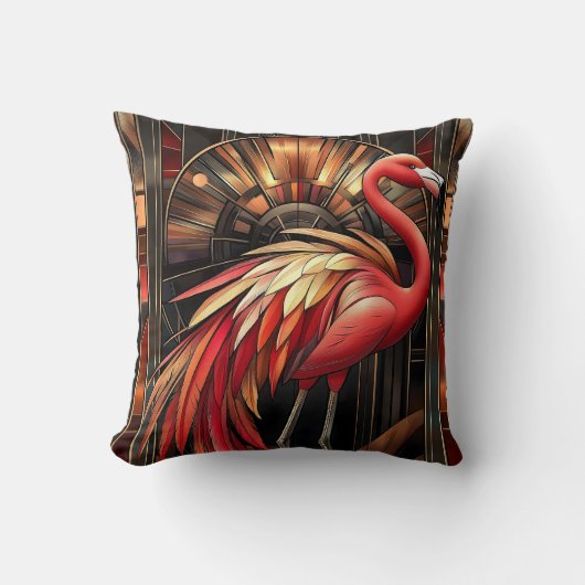 Levendige Art Deco Flamingo illustratie Kussen (Voorkant)