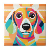 Levendige Art Kleurrijke teckel Tegeltje (Voorkant)