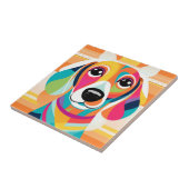 Levendige Art Kleurrijke teckel Tegeltje (Zijkant)