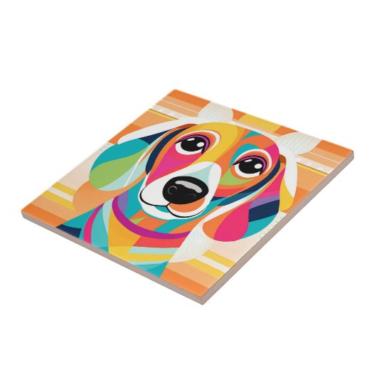 Levendige Art Kleurrijke teckel Tegeltje (Zijkant)