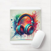 Levendige artistieke hoofdtelefoon muismat (Met muis)