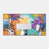 Levendige artistieke l Street art schilderij l Paa Bureaumat (Keyboard & Muis)