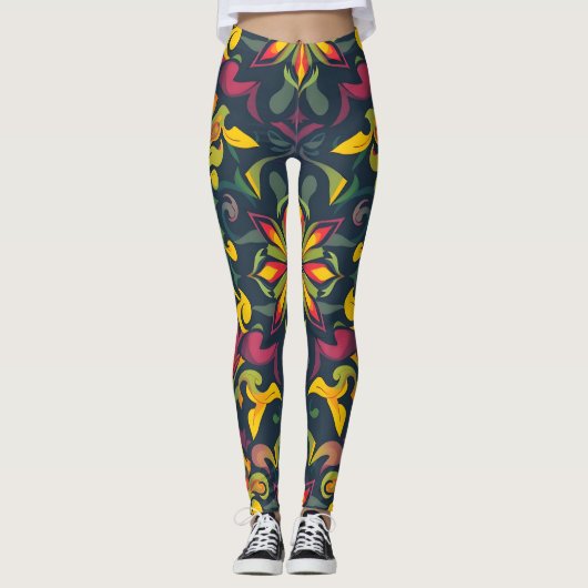 Levendige Artistieke Leggings Elegante Digitale Pr (Voorkant)