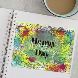 Levendige artistieke Waterverf en Ink Moederdag Briefkaart