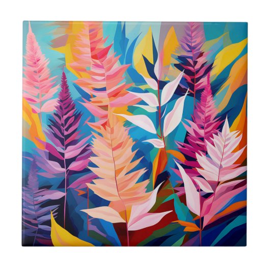 Levendige Astilbe Floral geometrisch Tegeltje (Voorkant)