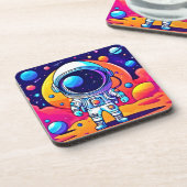 Levendige astronaut in kosmische kunst bier onderzetter (Linkerzijde)