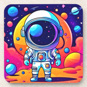 Levendige astronaut in kosmische kunst bier onderzetter
