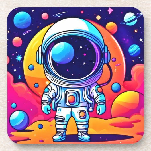 Levendige astronaut in kosmische kunst bier onderzetter (Voorkant)