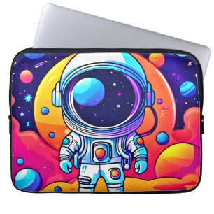 Levendige astronaut in kosmische kunst laptop sleeve