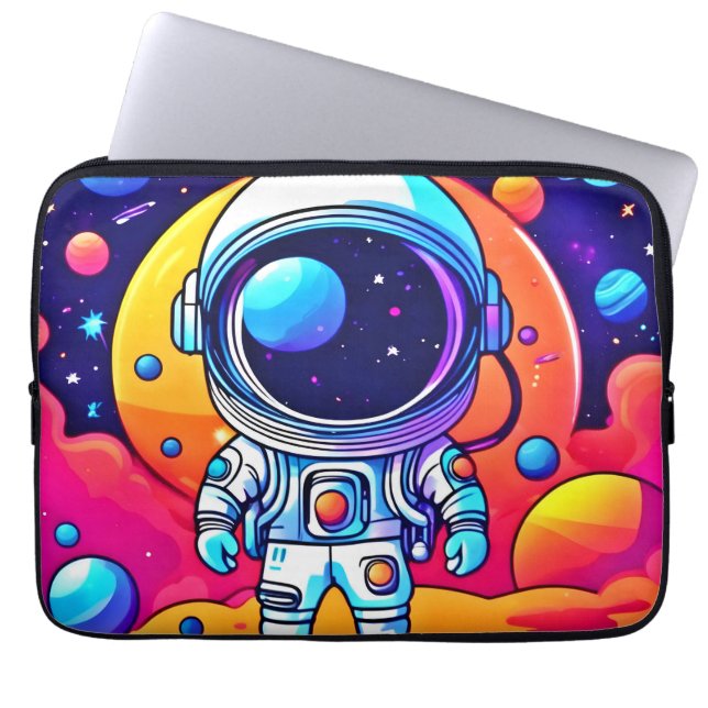 Levendige astronaut in kosmische kunst laptop sleeve (Voorkant)