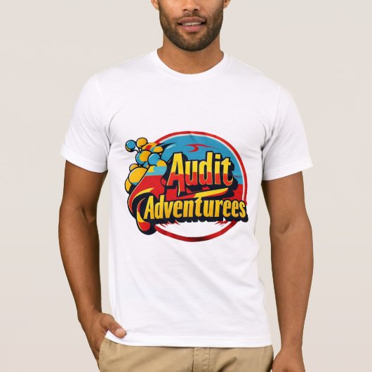 Levendige Audit Adventures Typografie T-shirt (Voorkant)