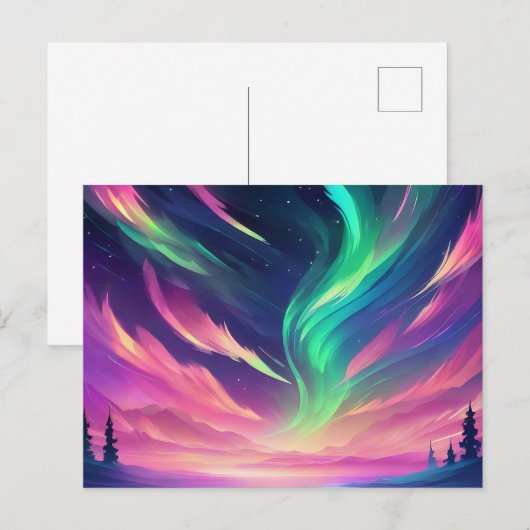 Levendige Aurora Borealis Briefkaart (Voorkant / Achterkant)