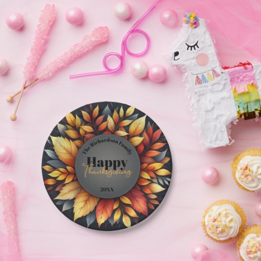 Levendige Autumn Foliage Thanksgiving Papieren Bordje (Feest)