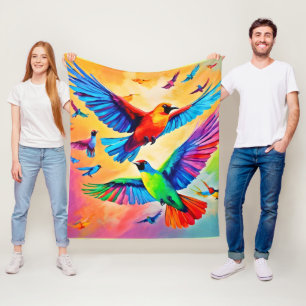 Levendige Avian schilderkunst Fleece Deken