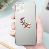 Levendige axolotl plat roze geel en turquoise sticker (Telefoon)