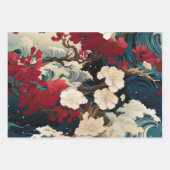 Levendige Aziatische geïnspireerde Florals & Waves Inpakpapier Vel (Voorkant 3)