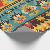 Levendige Azteekse tribale geometrie Cadeaupapier (Hoek)