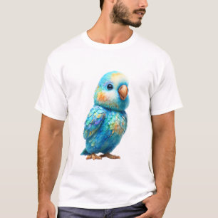 Levendige Azuurblauwe Papegaai Illustratie Mannen T-shirt