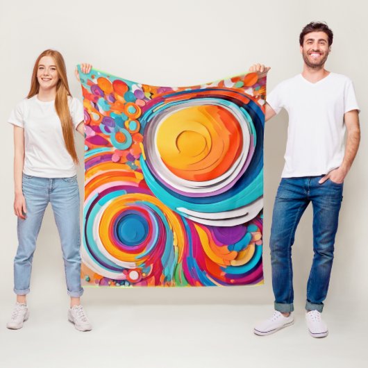 Levendige Badaïstische kunstkleuren Fleece Deken (In situ)