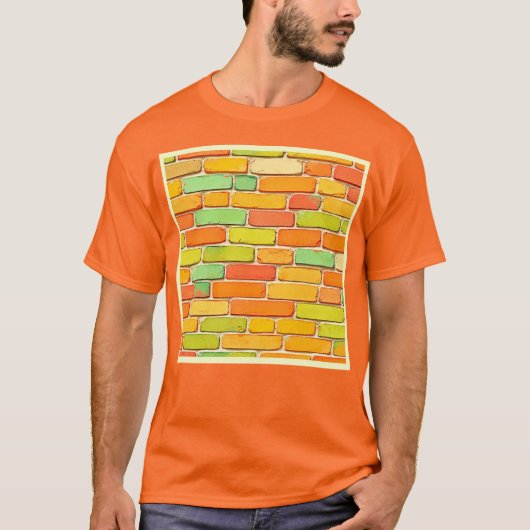 Levendige bakstenen patroon kunst t-shirt (Voorkant)