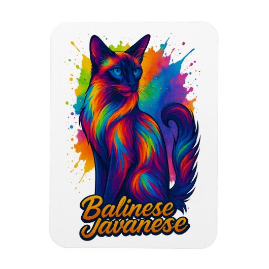 Levendige Balinese Javaanse Cat Pop Art – Kleurrij Magneet (Verticaal)
