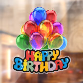 Levendige ballon Happy Birthday Window Cling Raamsticker (Vel 2)