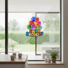 Levendige ballon Happy Birthday Window Cling Raamsticker