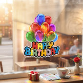 Levendige ballon Happy Birthday Window Cling Raamsticker
