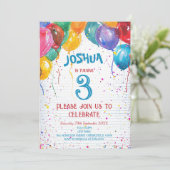 Levendige ballonnen en vrolijk verjaardagsfeestje kaart (Staand voorkant)