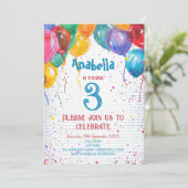 Levendige ballonnen in aangepaste foto verjaardags kaart (Staand voorkant)