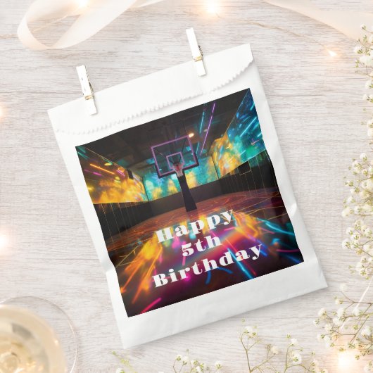 Levendige Basketbal Party Favor Bag Bedankzakje (Geknipt)