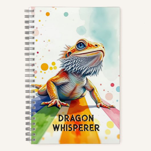 Levendige Bearded Dragon Art Kleurrijke Waterverf Notitieboek (Voorkant)