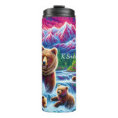 Levendige Beer familie Mountain Stream Thermosbeker (Voorkant)