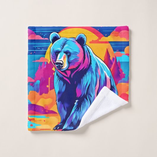 Levendige Beer kunst Bad Handdoek (Wasdoekje)