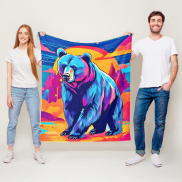 Levendige Beer kunst Fleece Deken