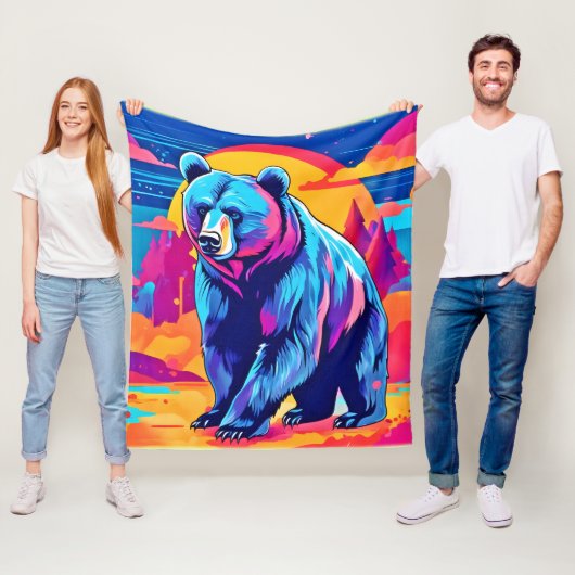 Levendige Beer kunst Fleece Deken (In situ)