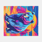 Levendige Beer kunst Fleece Deken (Voorkant (Horizontaal))