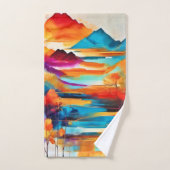 Levendige bergzonsondergangschildering bad handdoek (Handdoek)